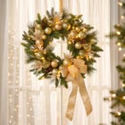 24" Pre-lit Nobel Gold Wreath image number 1
