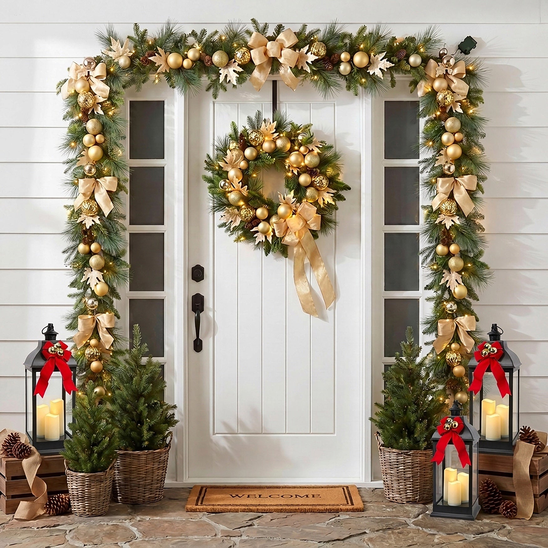 24" Pre-lit Nobel Gold Wreath image number 2