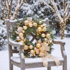 24" Pre-lit Nobel Gold Wreath image number 3