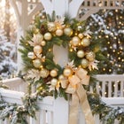 24" Pre-lit Nobel Gold Wreath image number 5