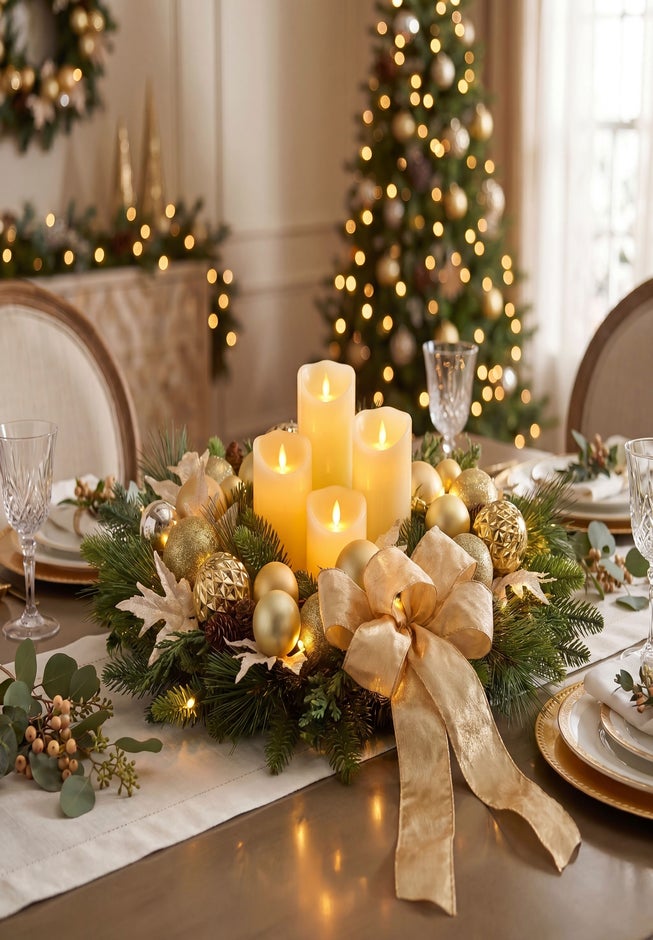 24" Pre-lit Nobel Gold Wreath image number 9