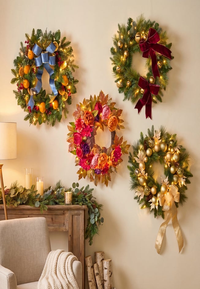 24" Pre-lit Nobel Gold Wreath image number 10
