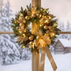 24" Pre-lit Nobel Gold Wreath image number 0