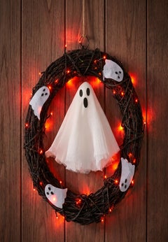 20" Pre-Lit Ghost Wreath