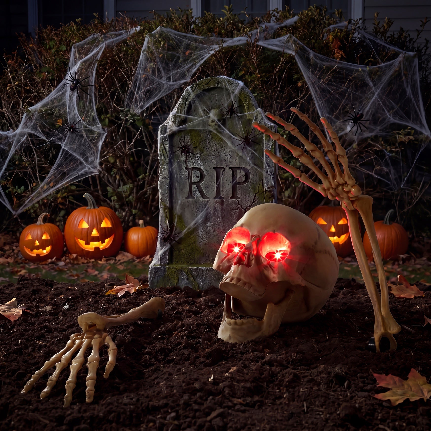 Set of 3 Pre-Lit Skull and Hand Stake image number 2