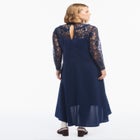 Lace Long Sleeve Satin Midi Dress image number 1