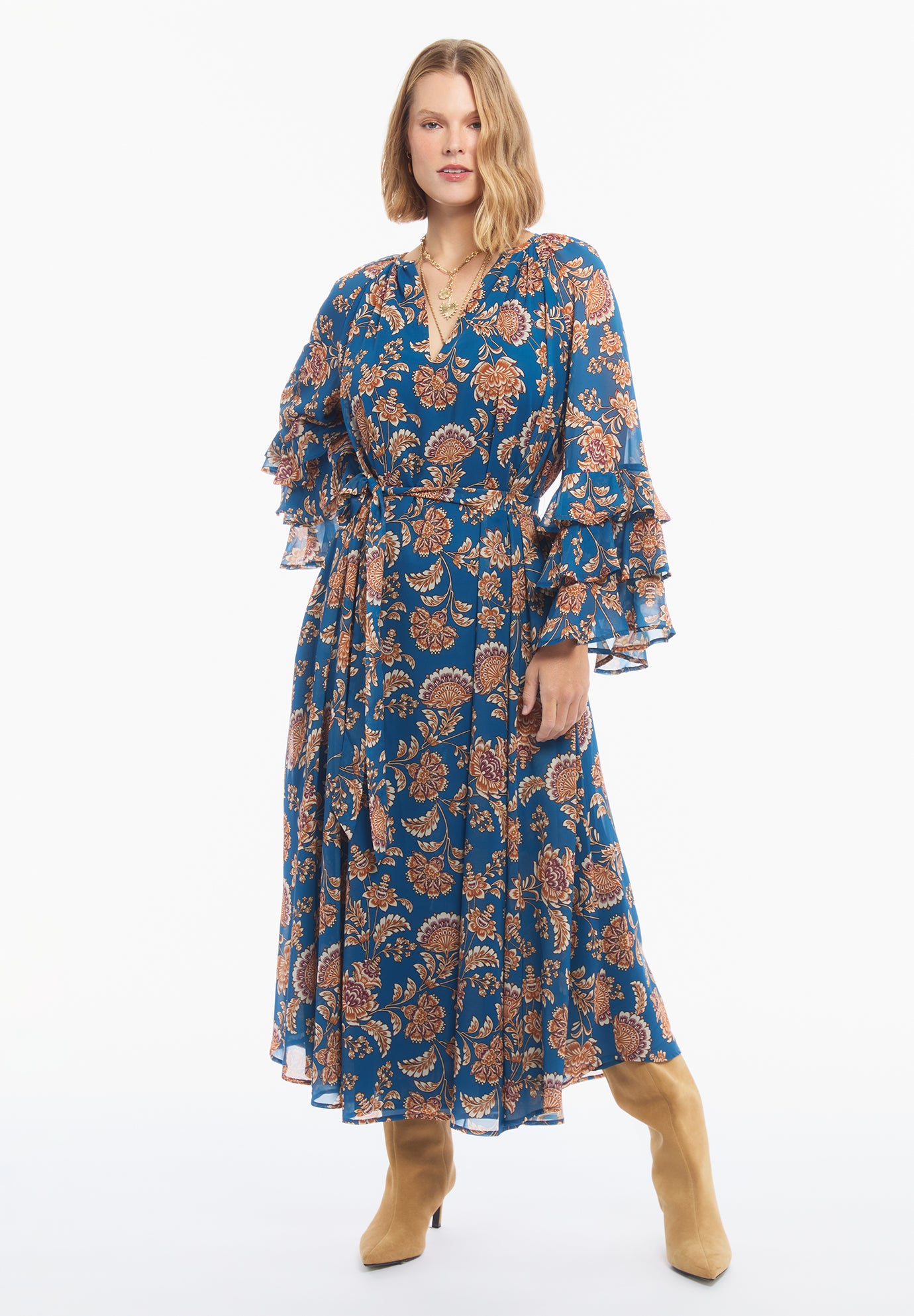 Chiffon Tie-Waist Midi Dress image number 0