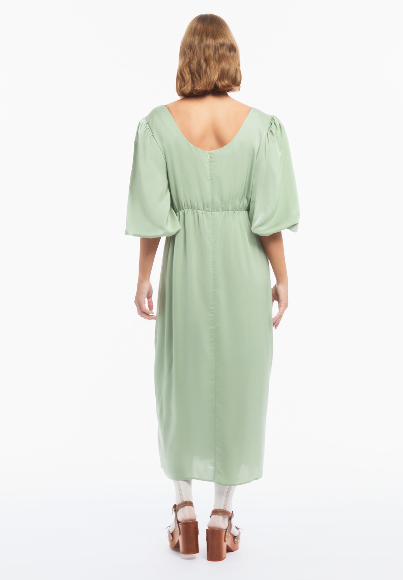 Lace-Trim Satin Midi Slip Dress image number 1