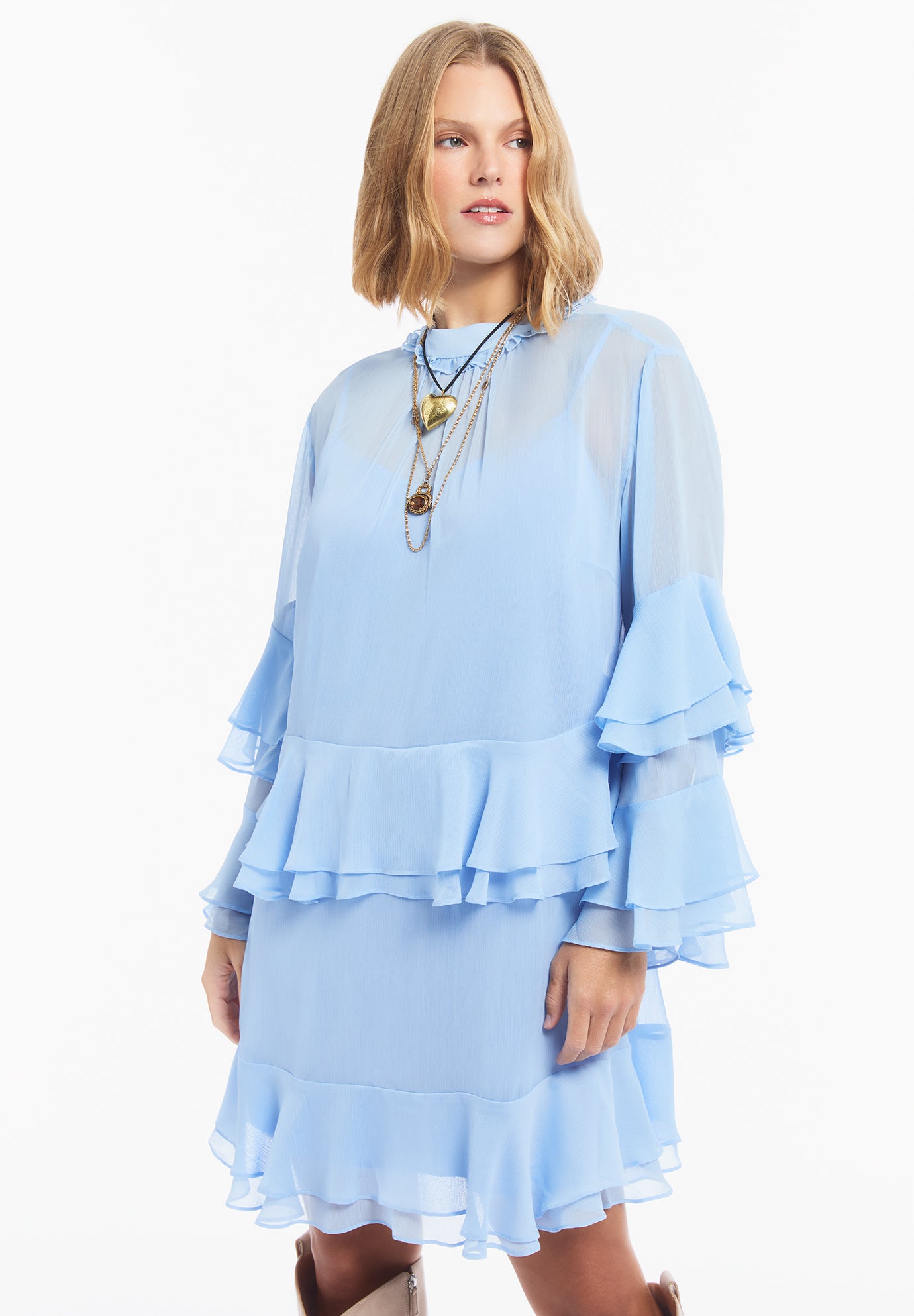 Ruffled Chiffon Mini Dress image number 2