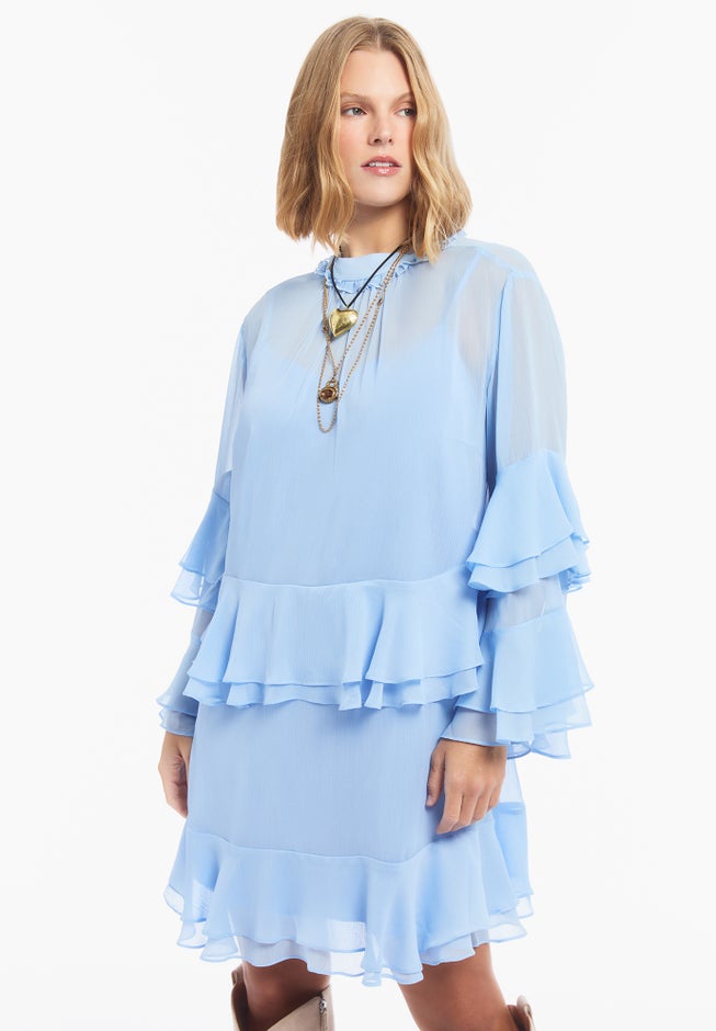 Ruffled Chiffon Mini Dress image number 2
