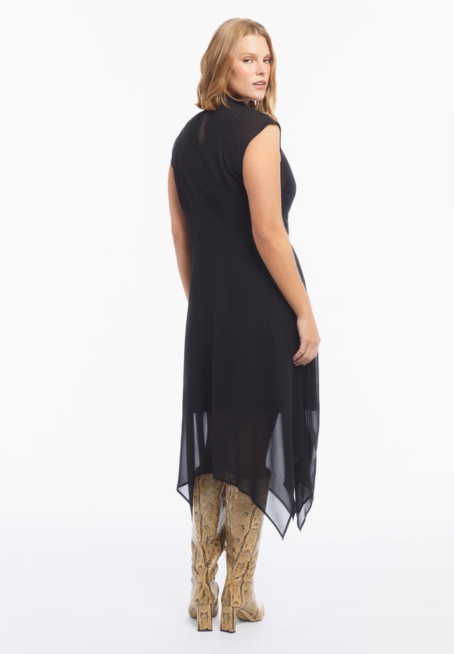Sheer Handkerchief Hem Maxi Dress image number 3