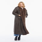 Faux Fur-Trim Faux Leather Coat image number 0