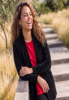 Chenille Shawl Collar Cardigan