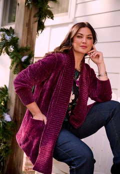 Chenille Shawl Collar Cardigan