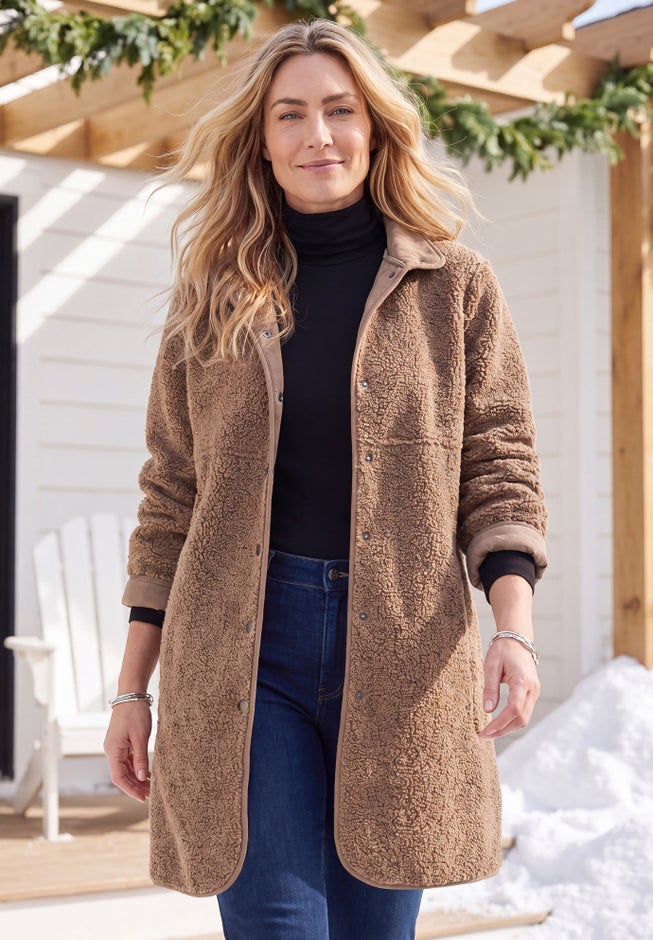 Reversible Suede-Look & Teddy Coat image number 2