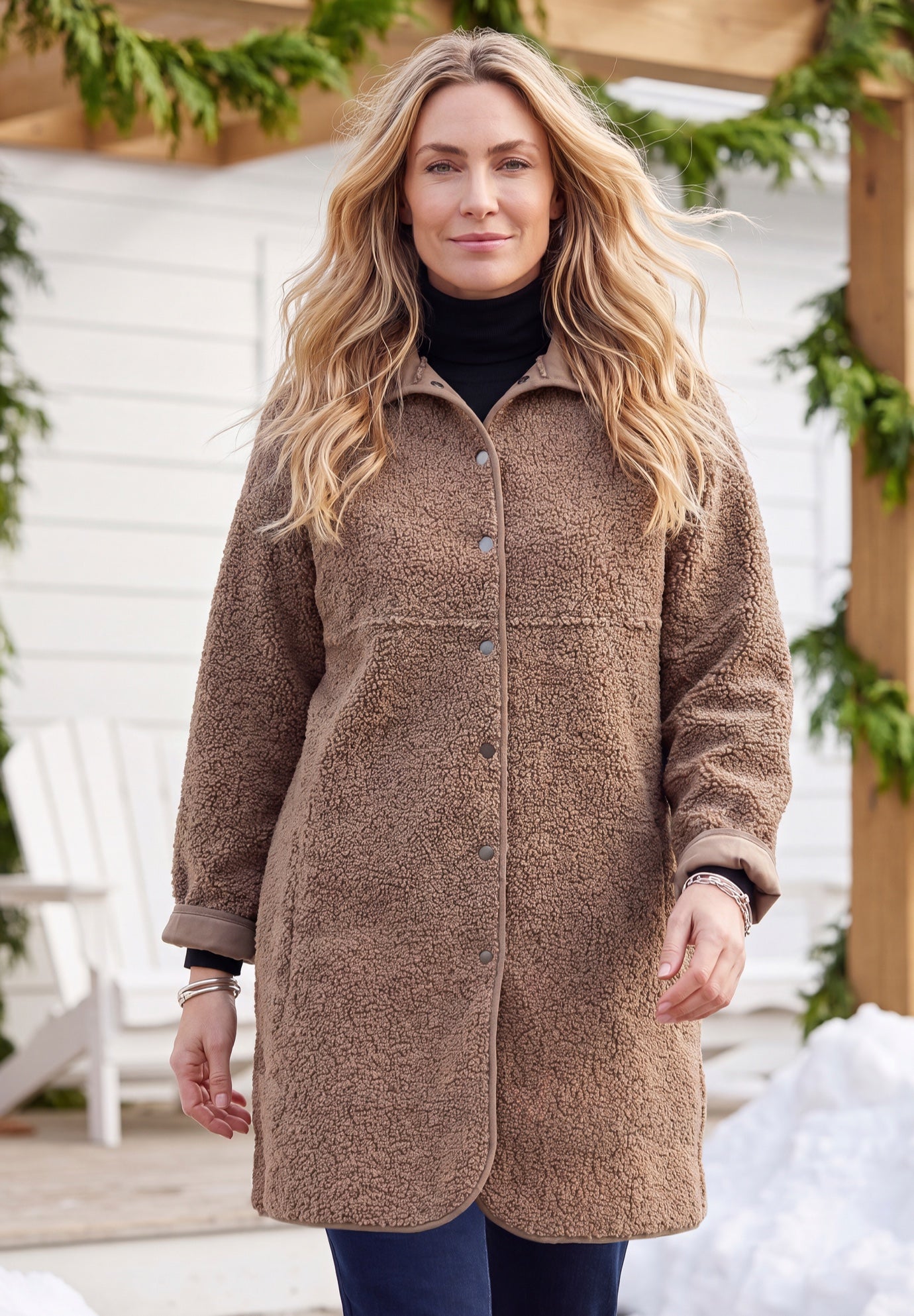 Reversible Suede-Look & Teddy Coat image number 3