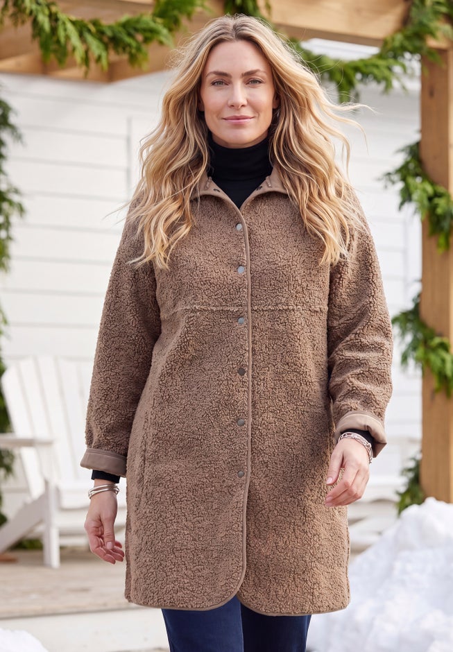 Reversible Suede-Look & Teddy Coat image number 3