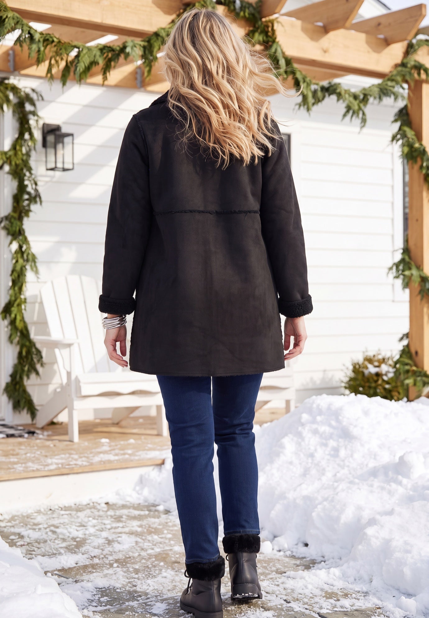 Reversible Suede-Look & Teddy Coat image number 1