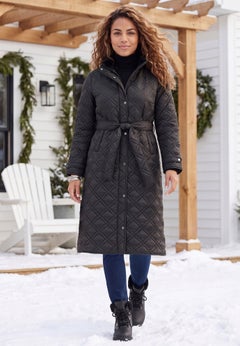 Diamond Quilted Belted Trench Coat