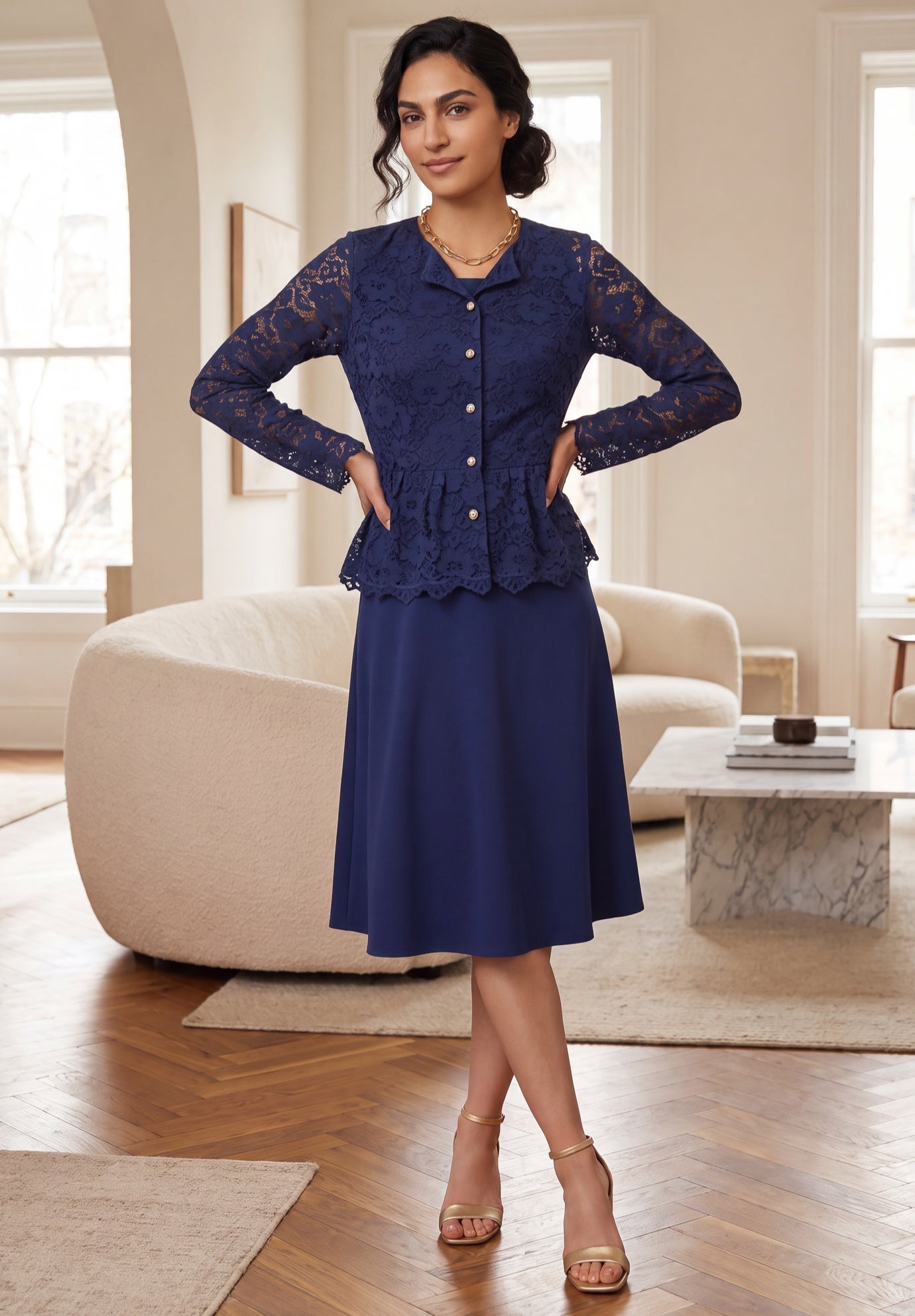 Peplum Lace Jacket Dress image number 0