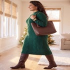 Cashmiracle&trade; Cable Stitch Mock Neck Sweater Dress image number 2
