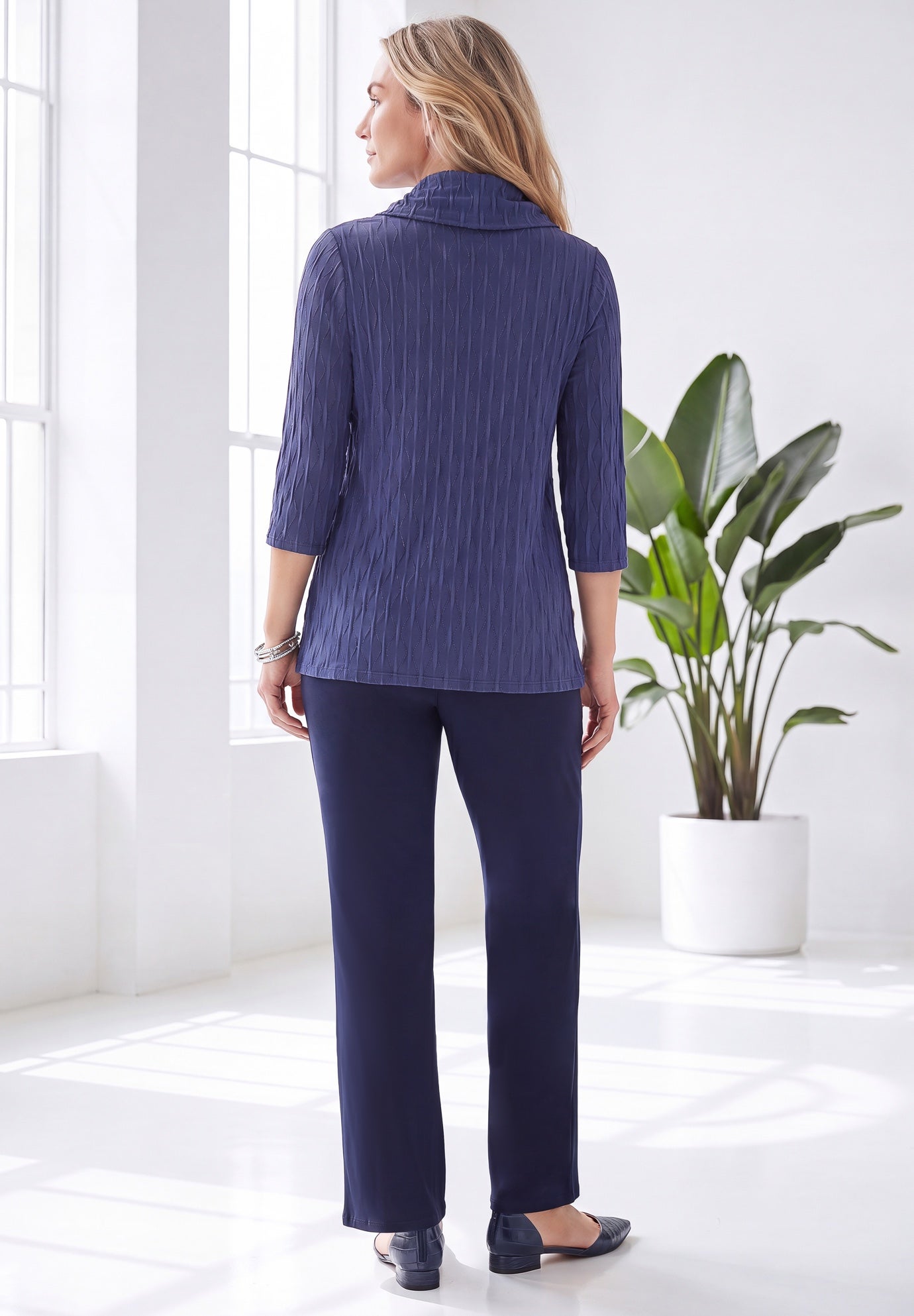 Wave Soft Knit Cowl Neck Top image number 1