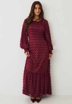 Textured Eyelash Maxi Dress With Tie Waist