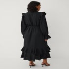A-Line Notch Neck Ruffle Maxi Dress With Tie Waist image number 1