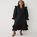 A-Line Notch Neck Ruffle Maxi Dress With Tie Waist image number 2