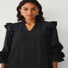 A-Line Notch Neck Ruffle Maxi Dress With Tie Waist image number 3