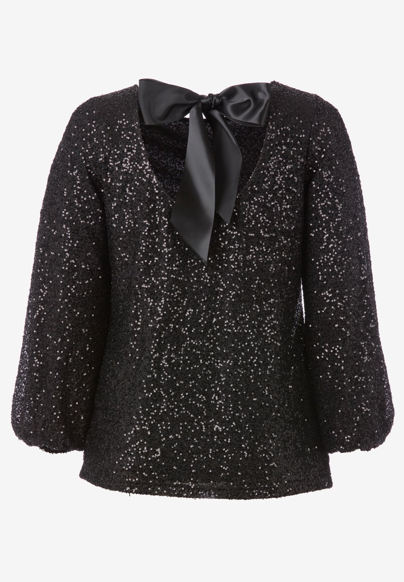 Scoopneck Low Back Sequin Tunic With Back Satin Bow image number 2