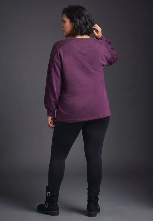 French Terry Cable Textured Pullover image number 1