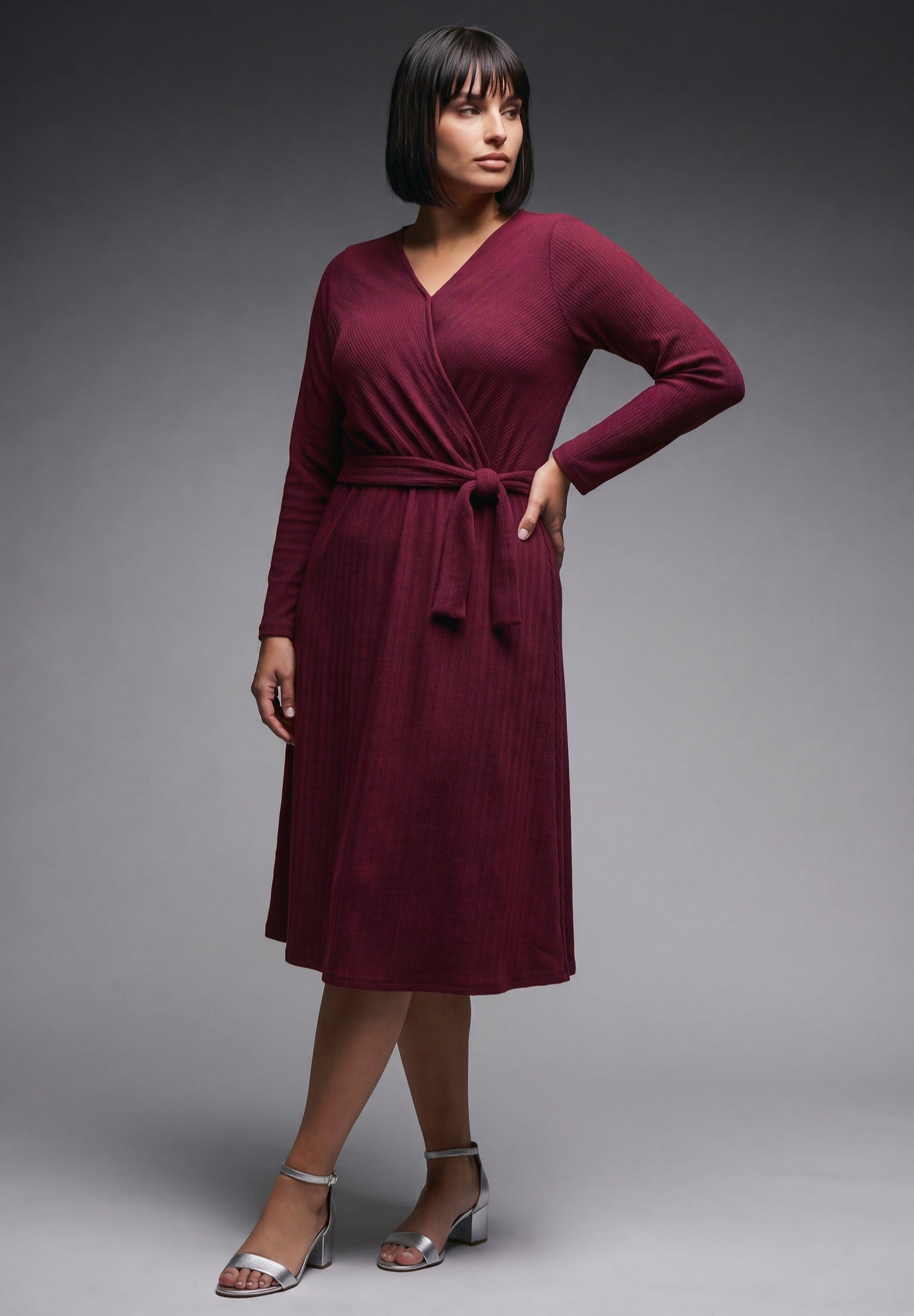 Rosalind Faux Wrap Knit Dress image number 2