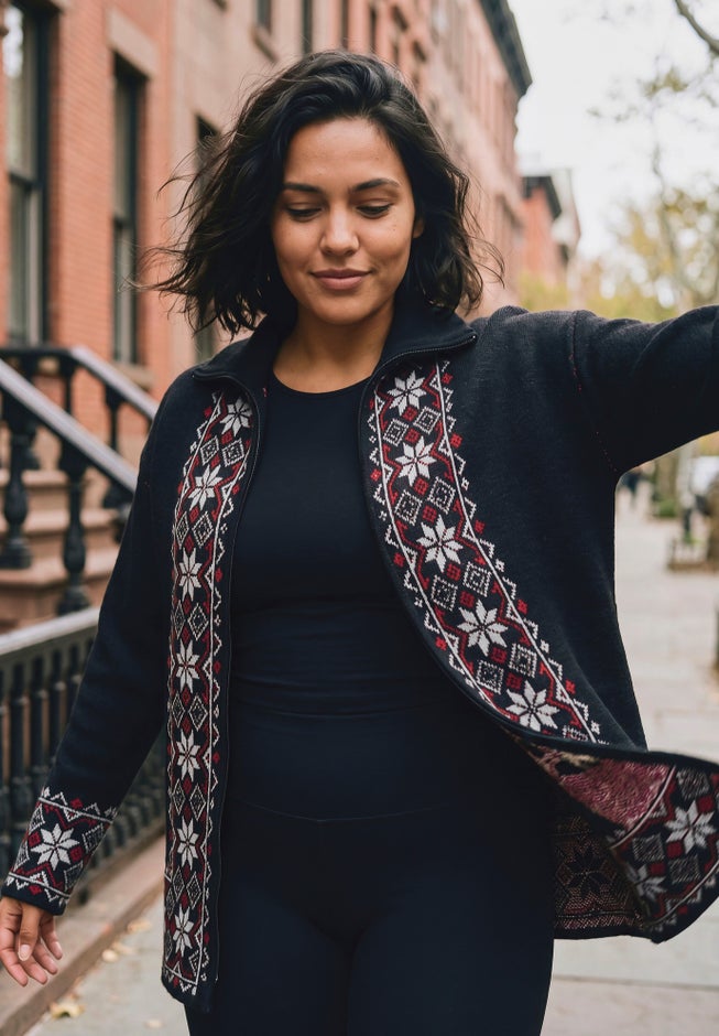 Fairisle Zip Front Cardigan image number 3
