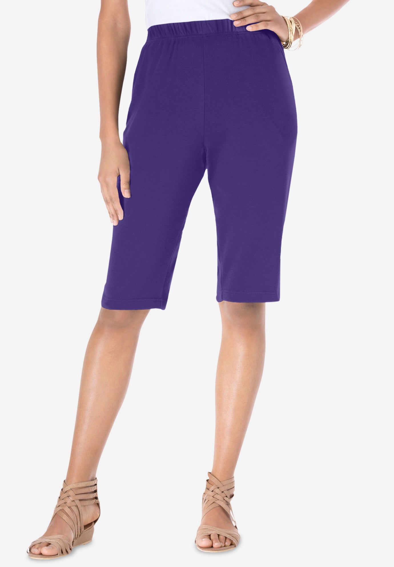 Plus Size Soft Knit Pull-on Bermuda Short image number 0