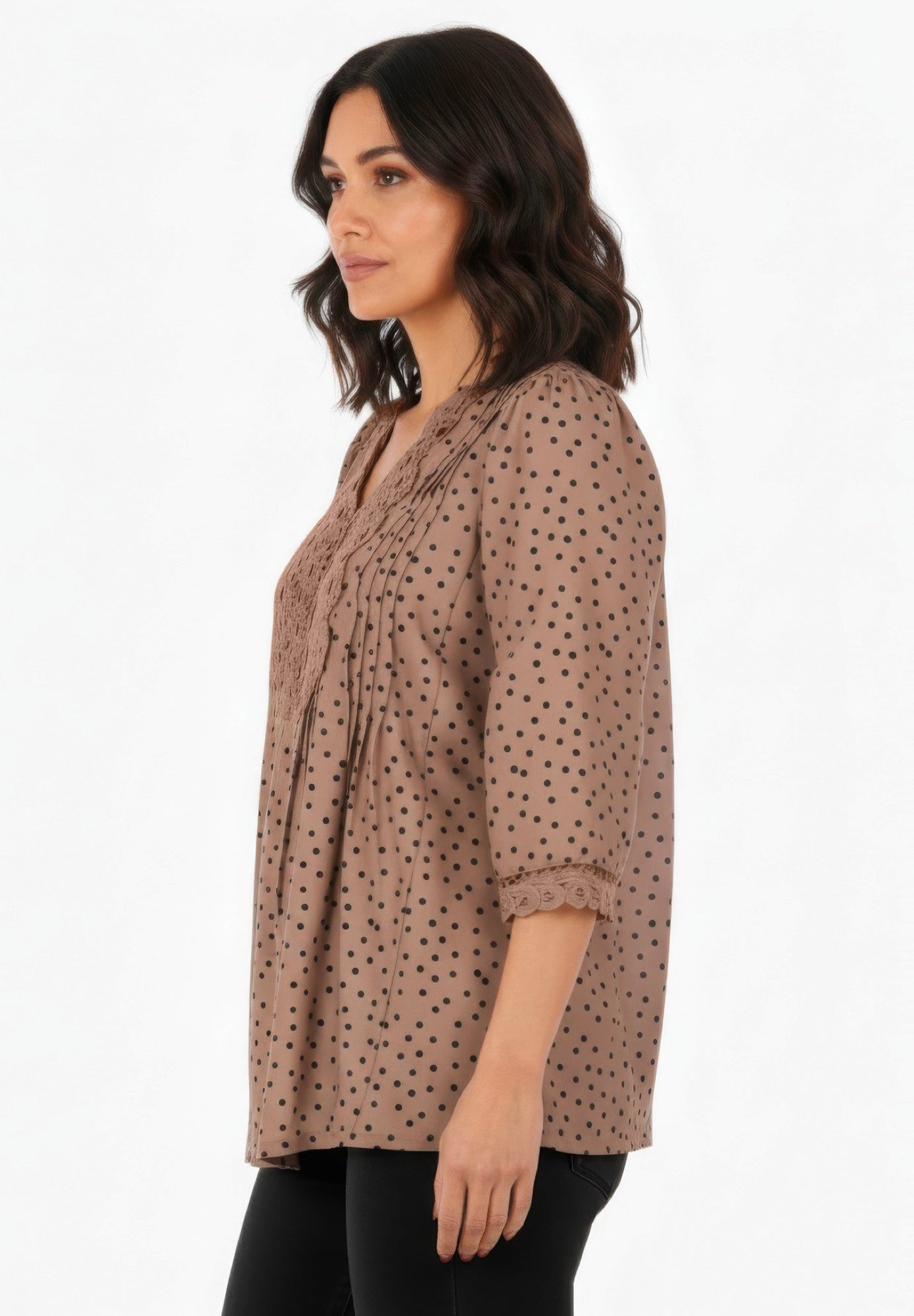 Plus Size Juliet Lace Trim Button-Down Shirt image number 2