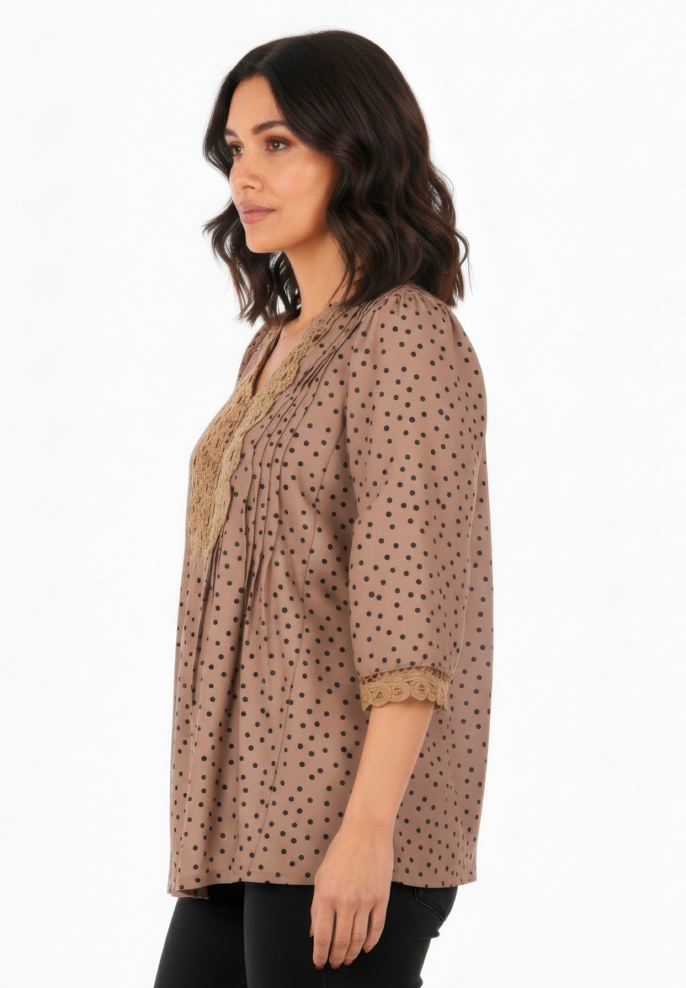 Plus Size Juliet Lace Trim Button-Down Shirt image number 2