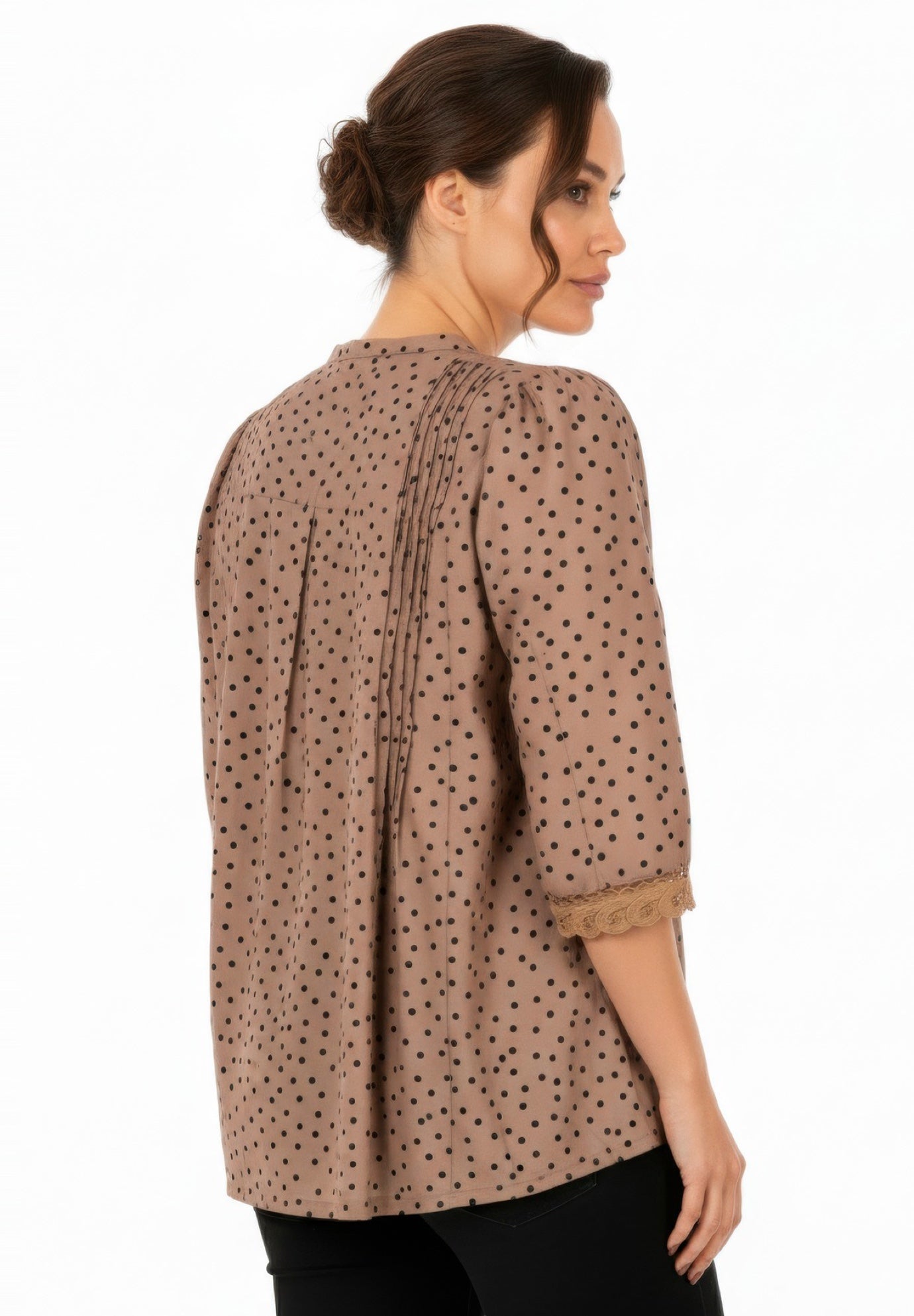 Plus Size Juliet Lace Trim Button-Down Shirt image number 2