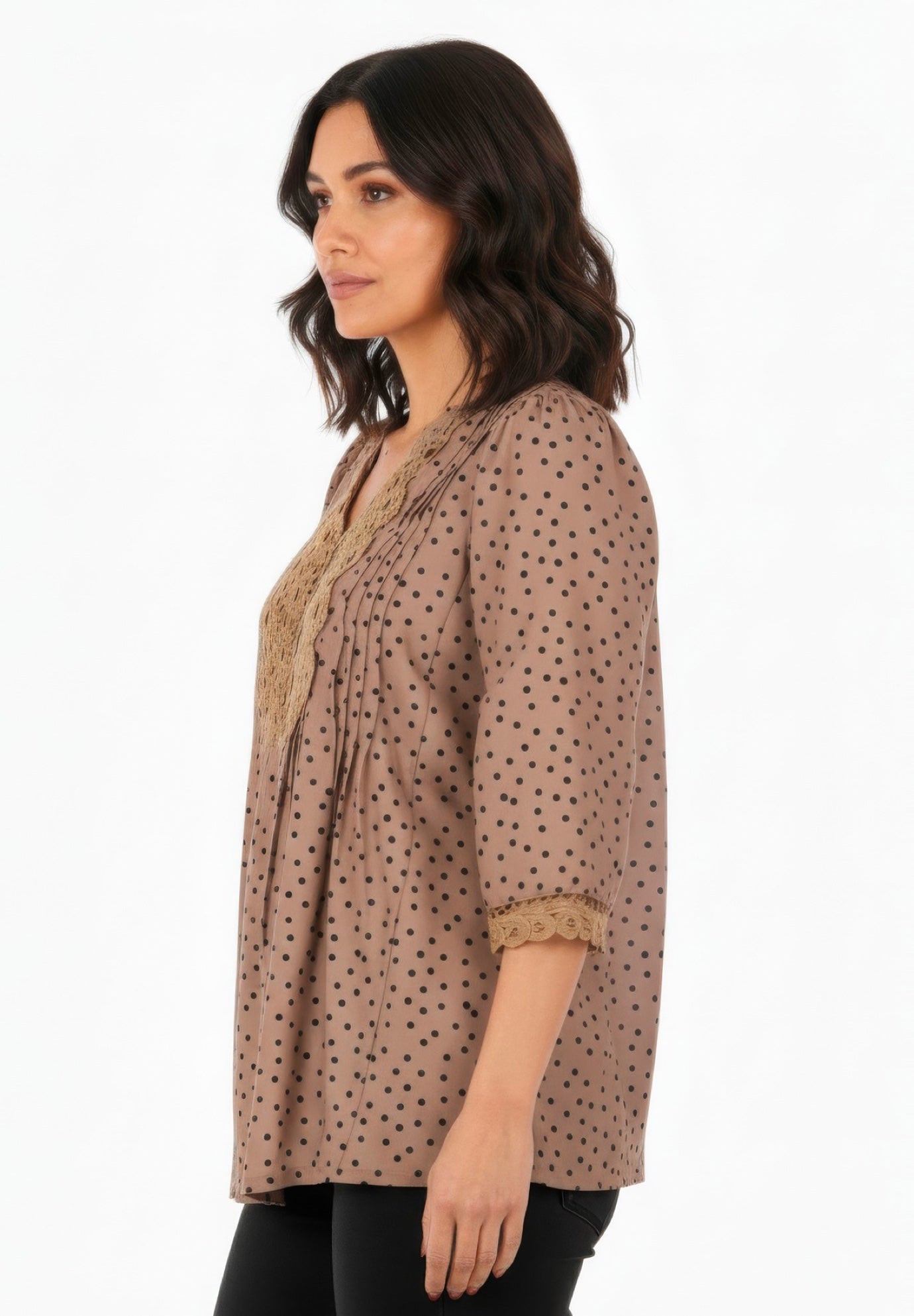 Plus Size Juliet Lace Trim Button-Down Shirt image number 2