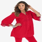 Plus Size Juliet Lace Trim Button-Down Shirt image number null