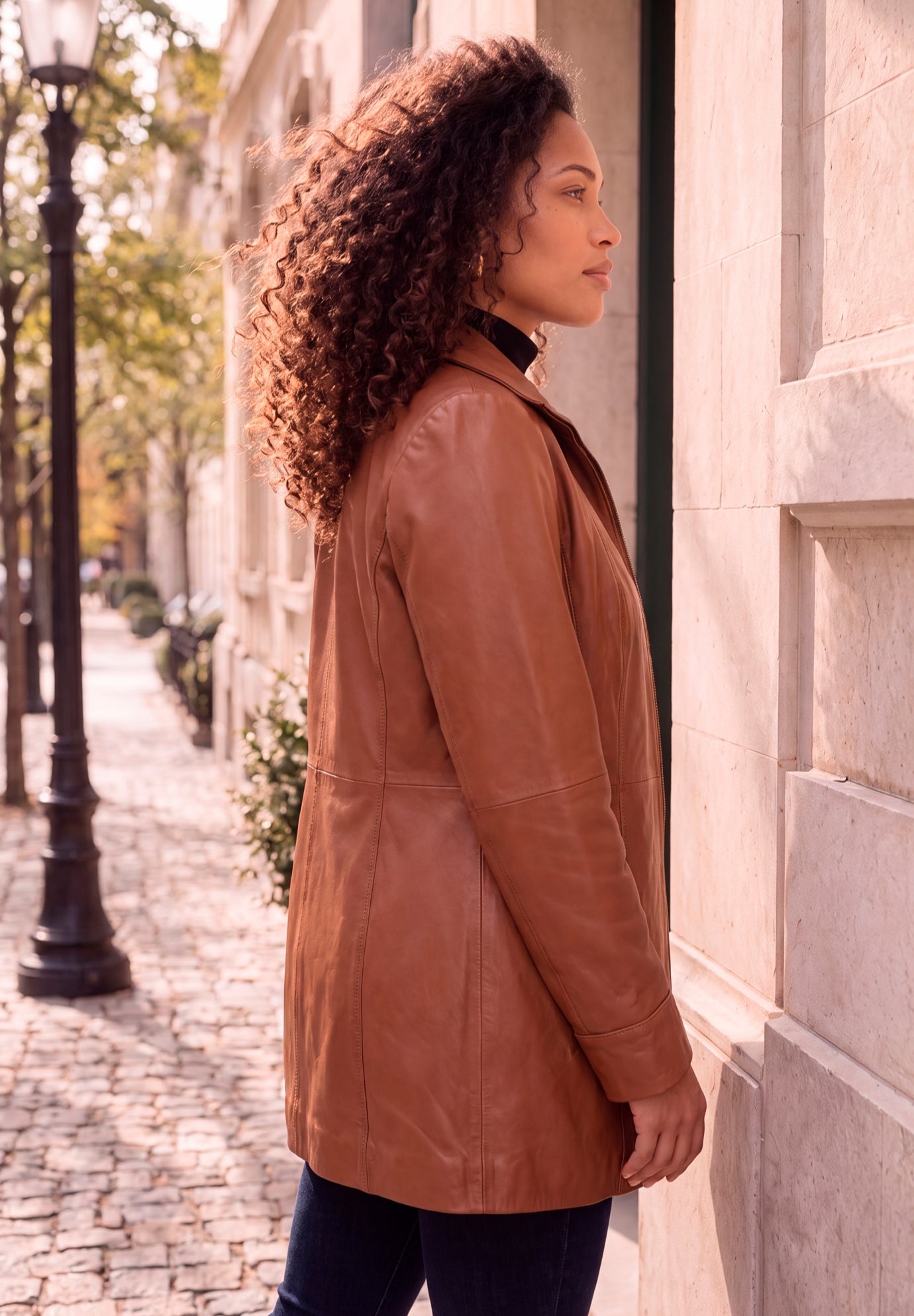 Plus Size A-Line Leather Jacket image number 3