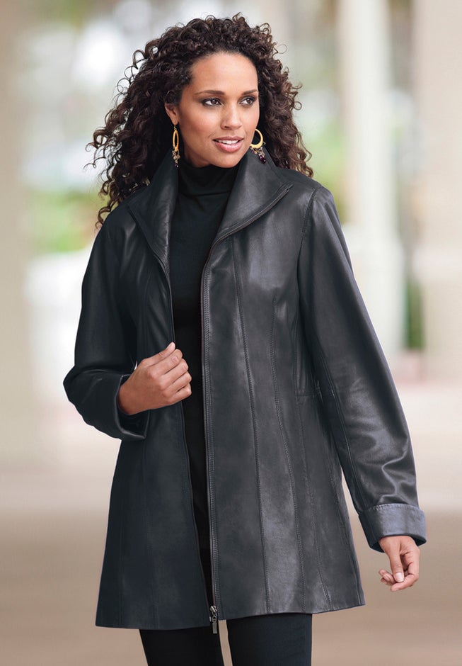 Plus Size A-Line Leather Jacket image number 1