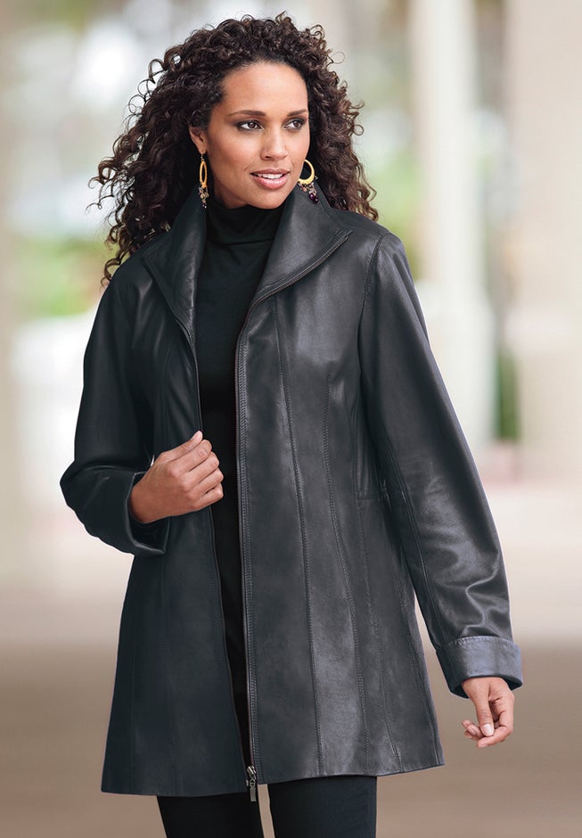 Plus Size A-Line Leather Jacket image number 6