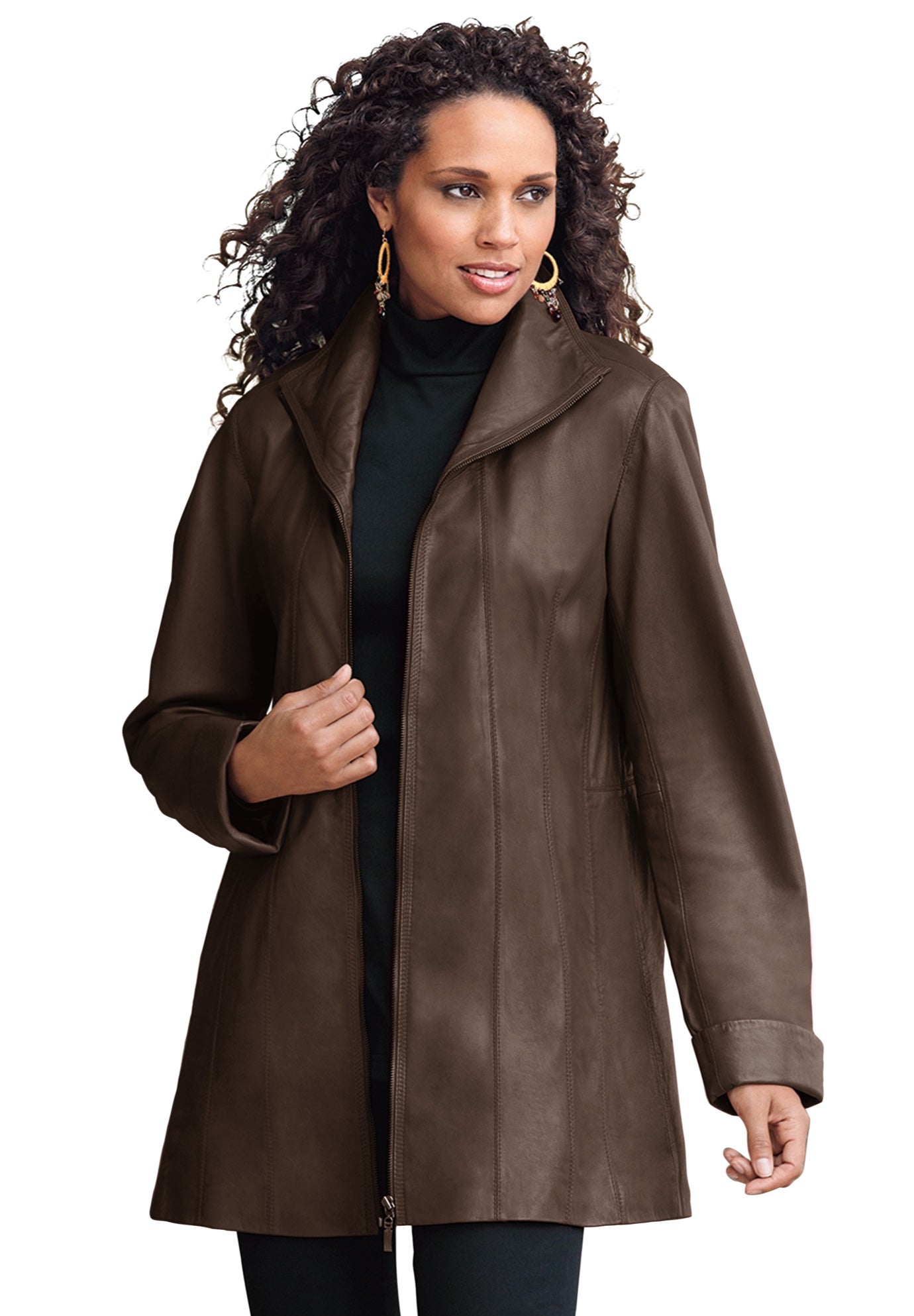 Plus Size A-Line Leather Jacket image number 0