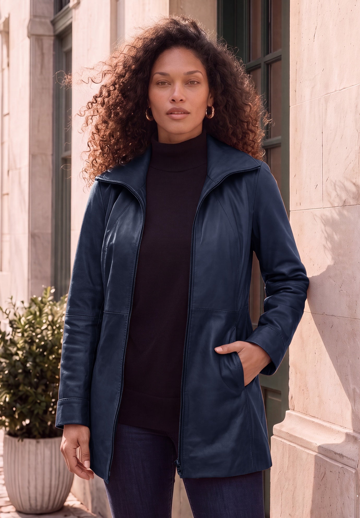 Plus Size A-Line Leather Jacket image number 0