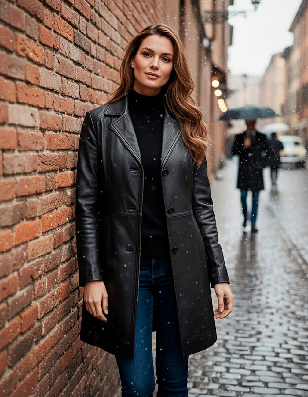 Plus Size A-Line Leather Jacket image number 0