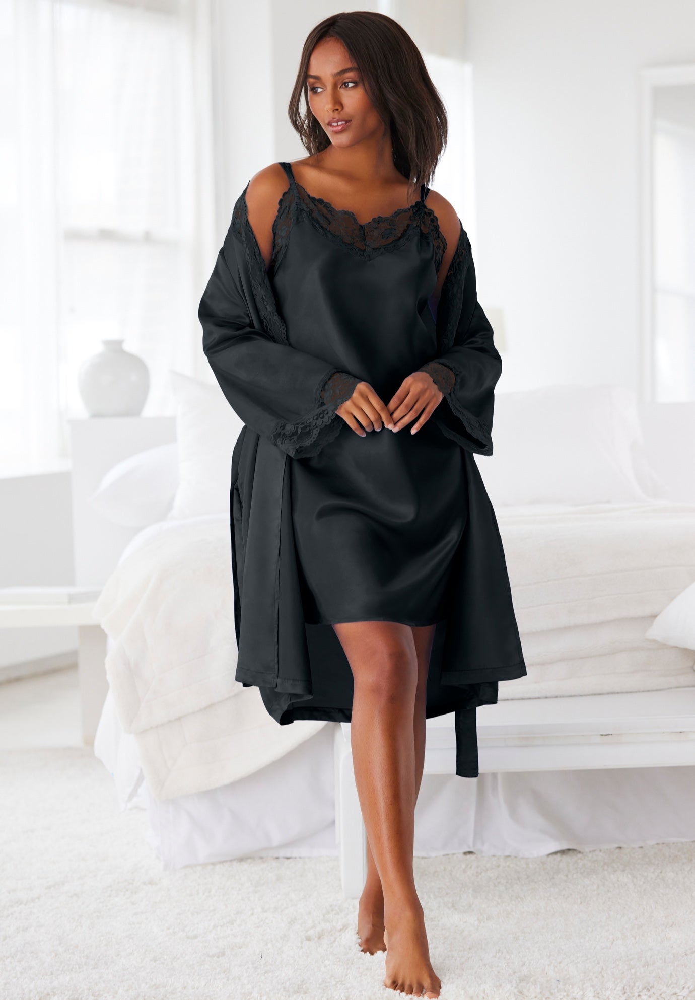 The Luxe Satin Short Peignoir Set image number 0