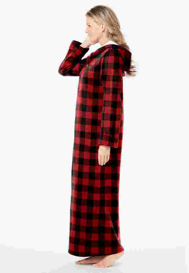 Long Hooded Fleece Sweatshirt Robe image number 2