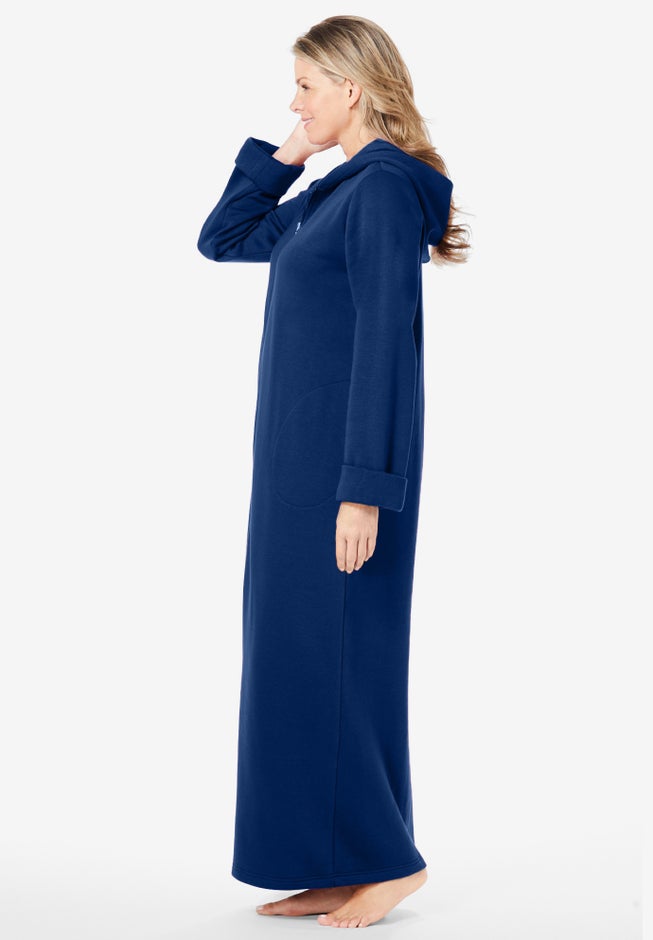 Long Hooded Fleece Sweatshirt Robe image number 2