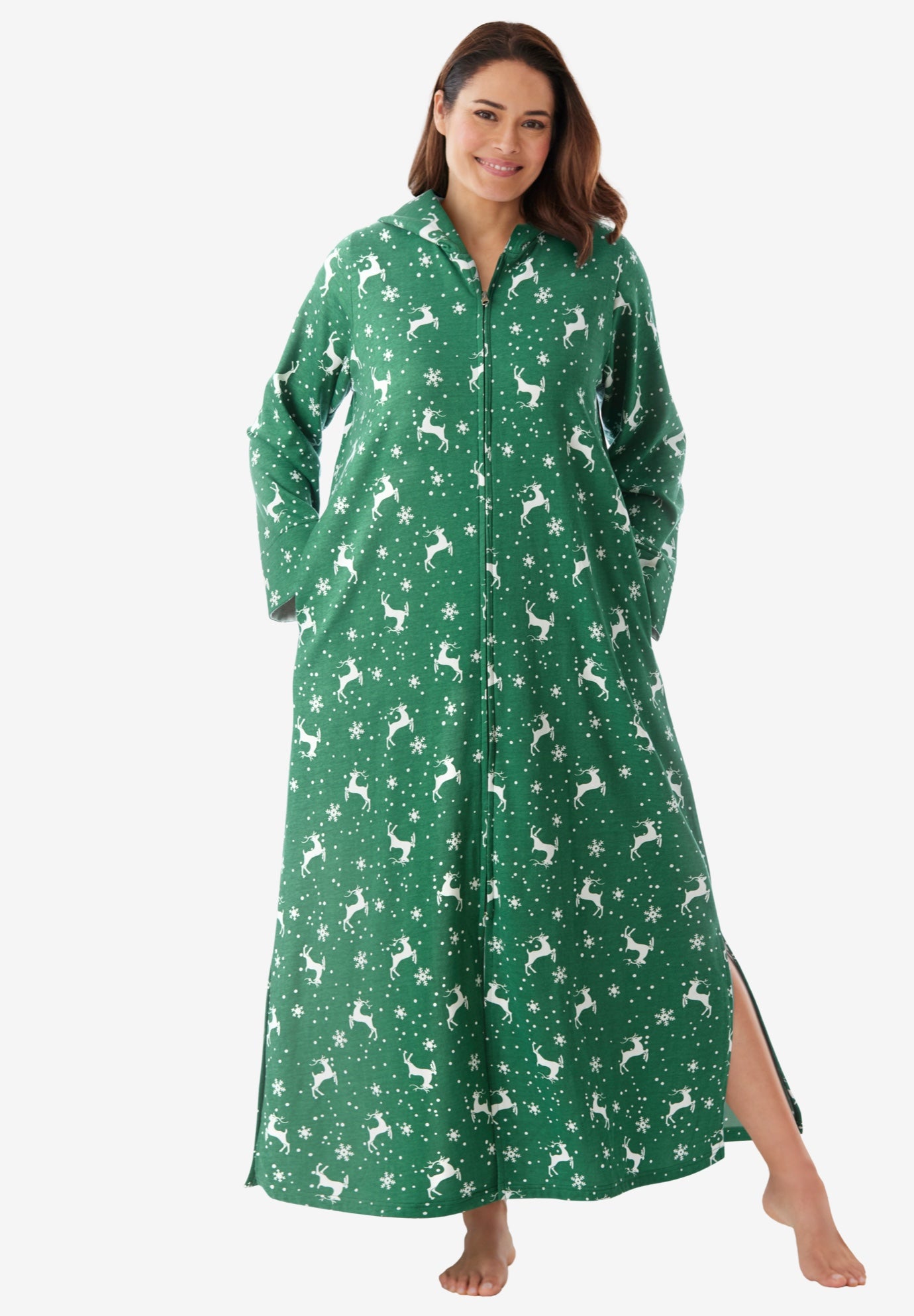 Long Hooded Fleece Sweatshirt Robe image number 0